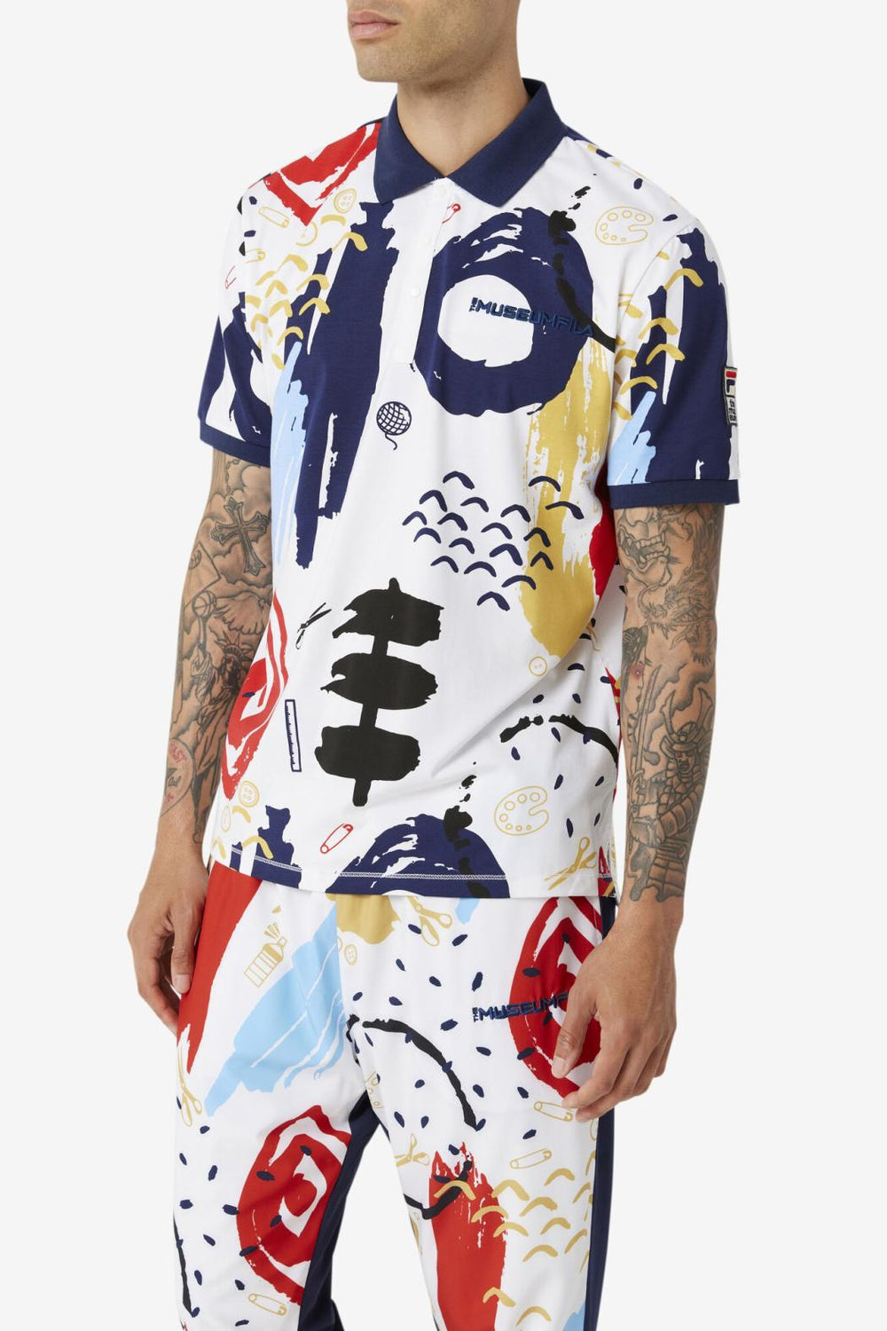 FILA FILA X The Museum Printed Polo 100 WHITE / PEACOAT / RED | Men Polo &amp; Rugby Shirts