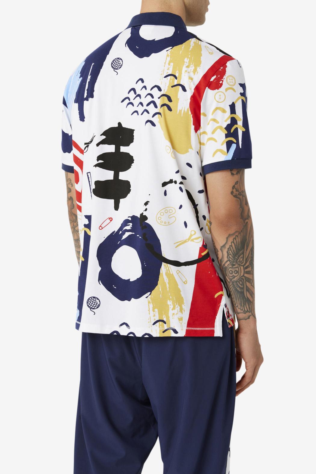 FILA FILA X The Museum Printed Polo 100 WHITE / PEACOAT / RED | Men Polo &amp; Rugby Shirts