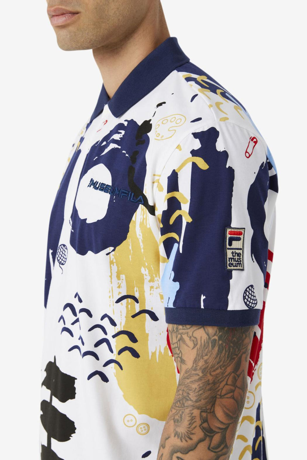 FILA FILA X The Museum Printed Polo 100 WHITE / PEACOAT / RED | Men Polo &amp; Rugby Shirts