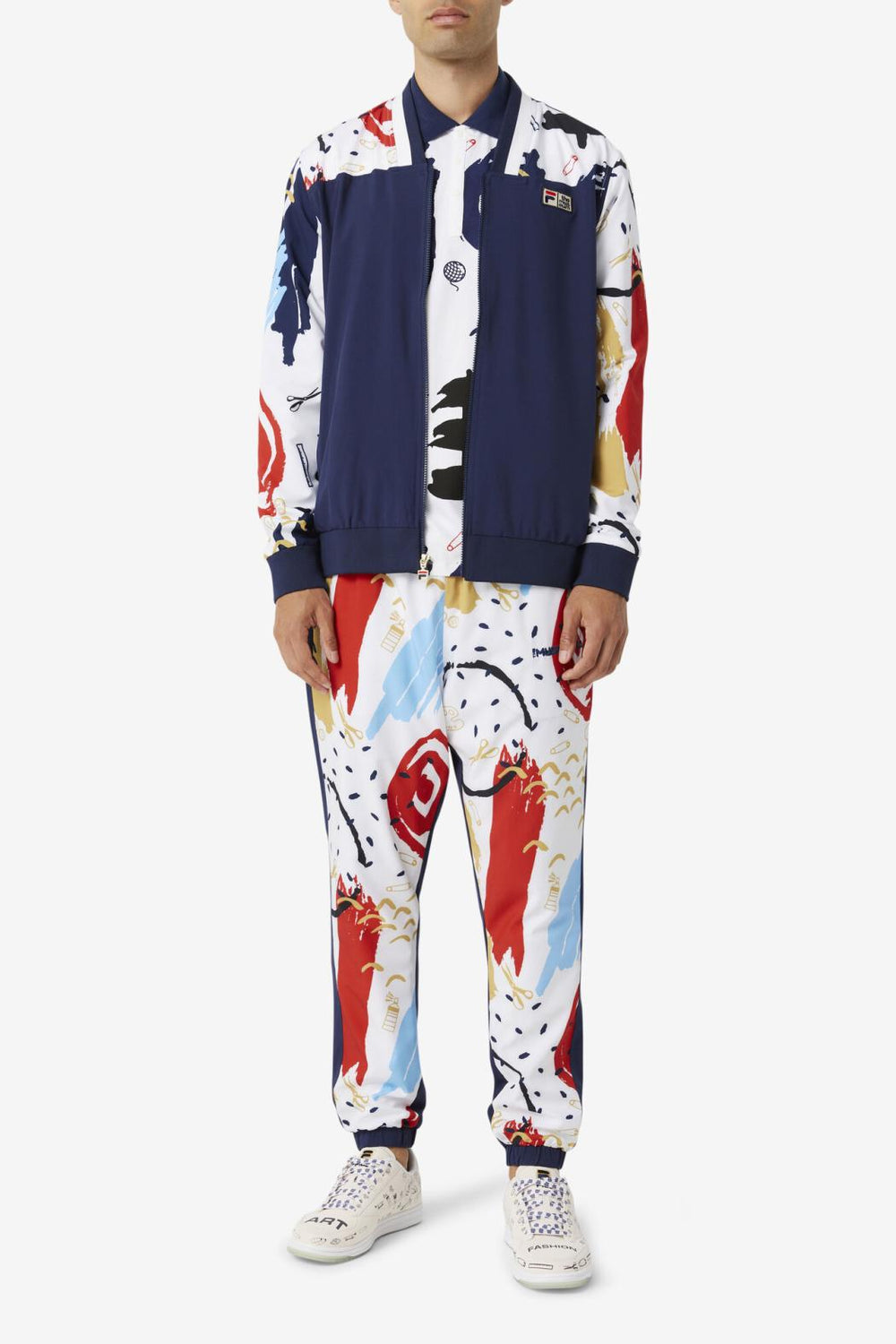 FILA FILA X The Museum Printed Track Jacket 410 PEACOAT / WHITE / RED | Men Sweaters &amp; Outerwear