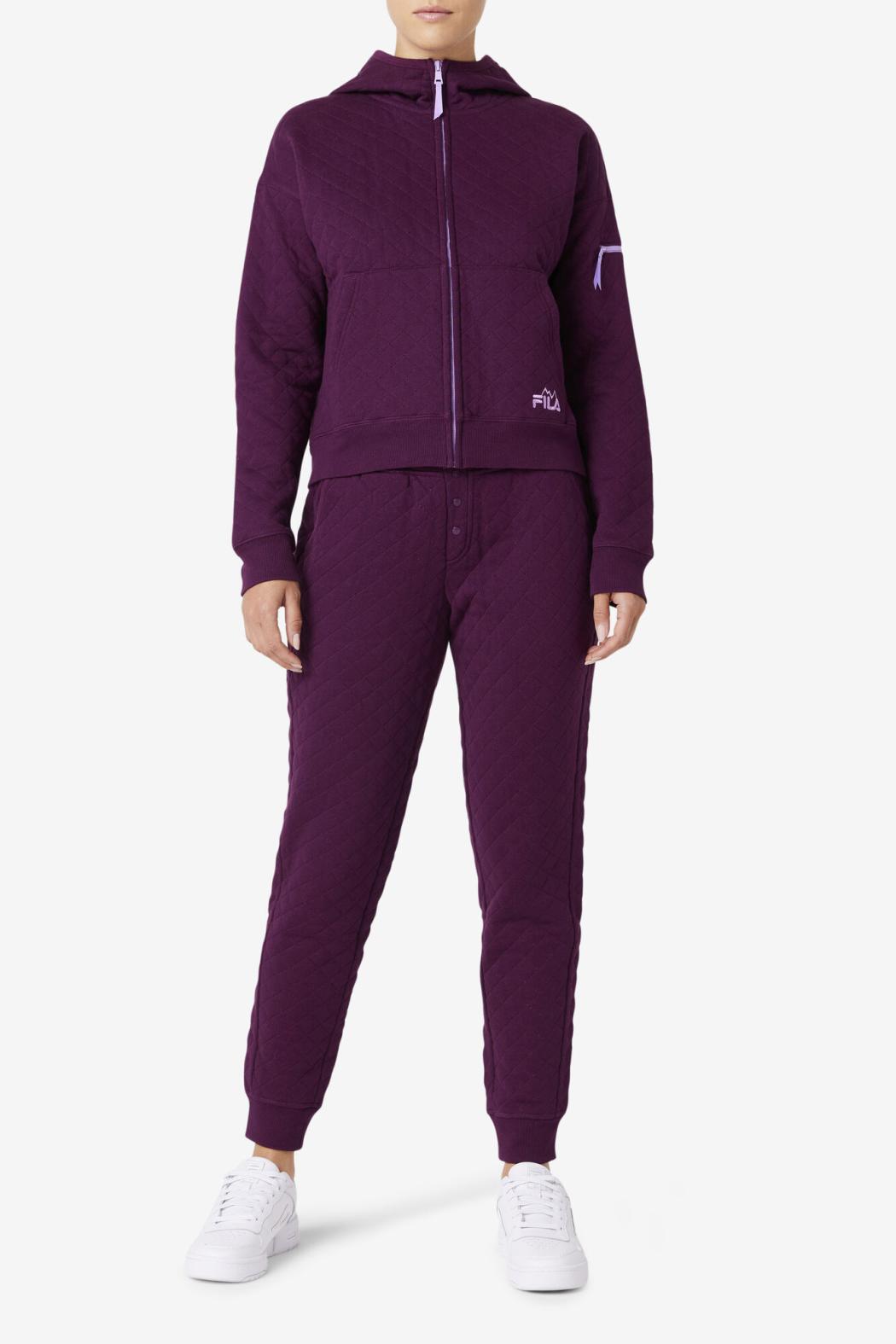 FILA Finley High Rise Quilted Jogger 522 PICKLED BEET / CROCUS PETAL | Women Shorts &amp; Pants