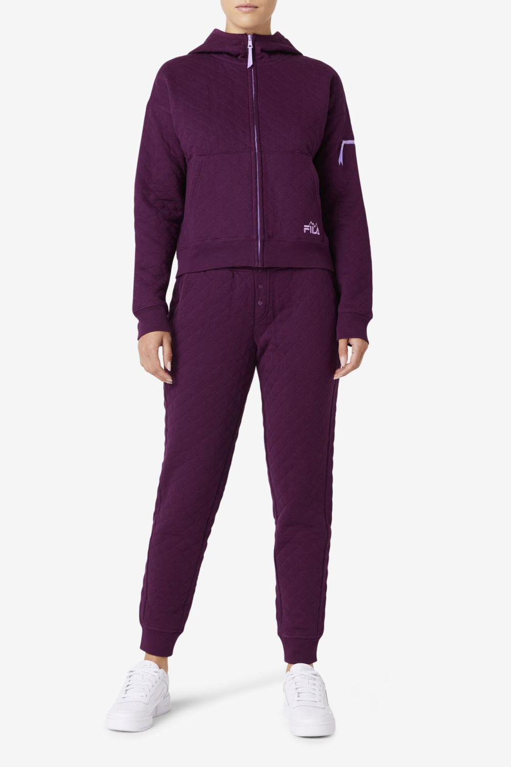FILA Finley High Rise Quilted Jogger 522 PICKLED BEET / CROCUS PETAL | Women Shorts &amp; Pants