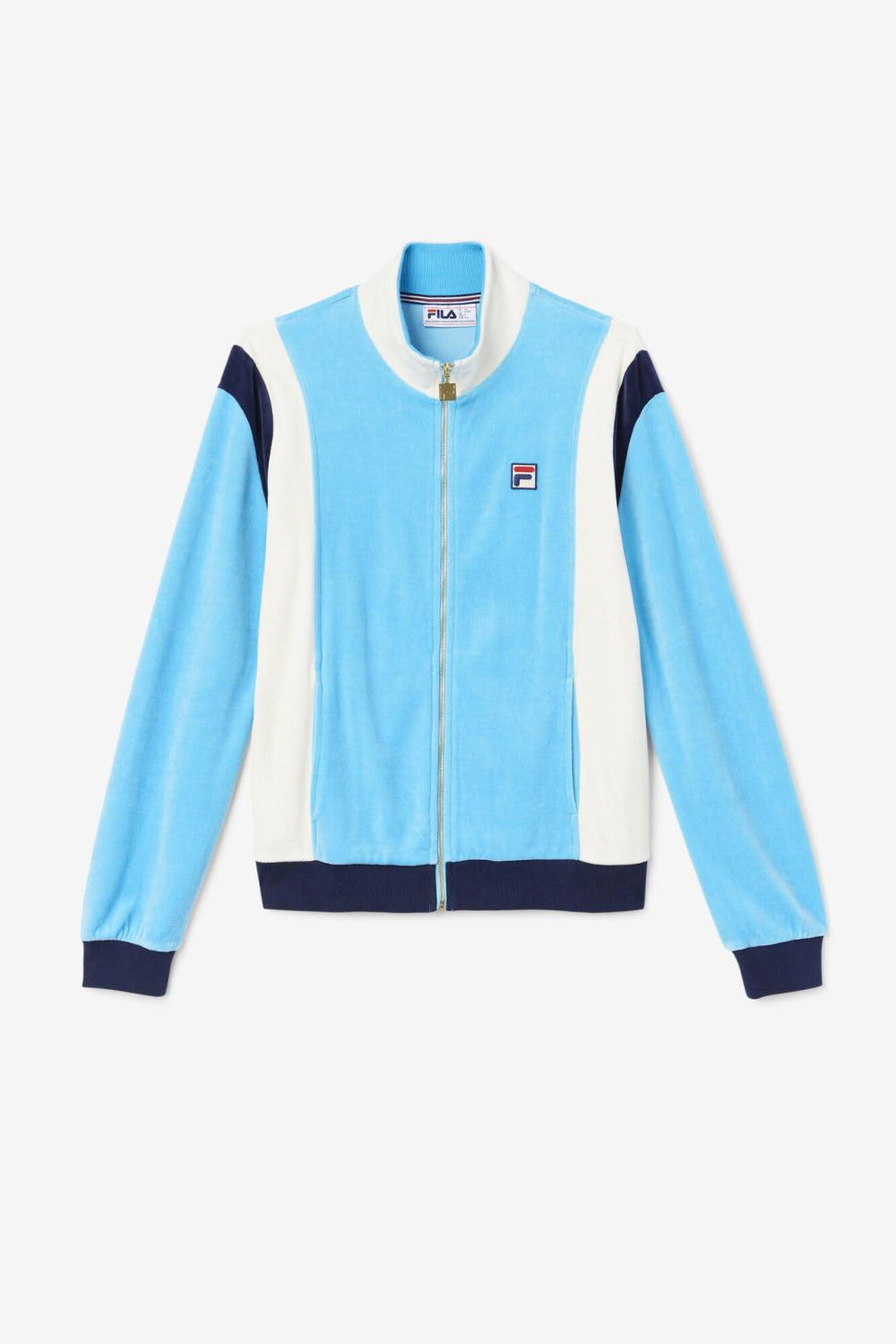 FILA Floyd Velour Jacket 156 AQUARIUS / EGRET / FILA NAVY | Men Sweatsuits &amp; Tracksuits