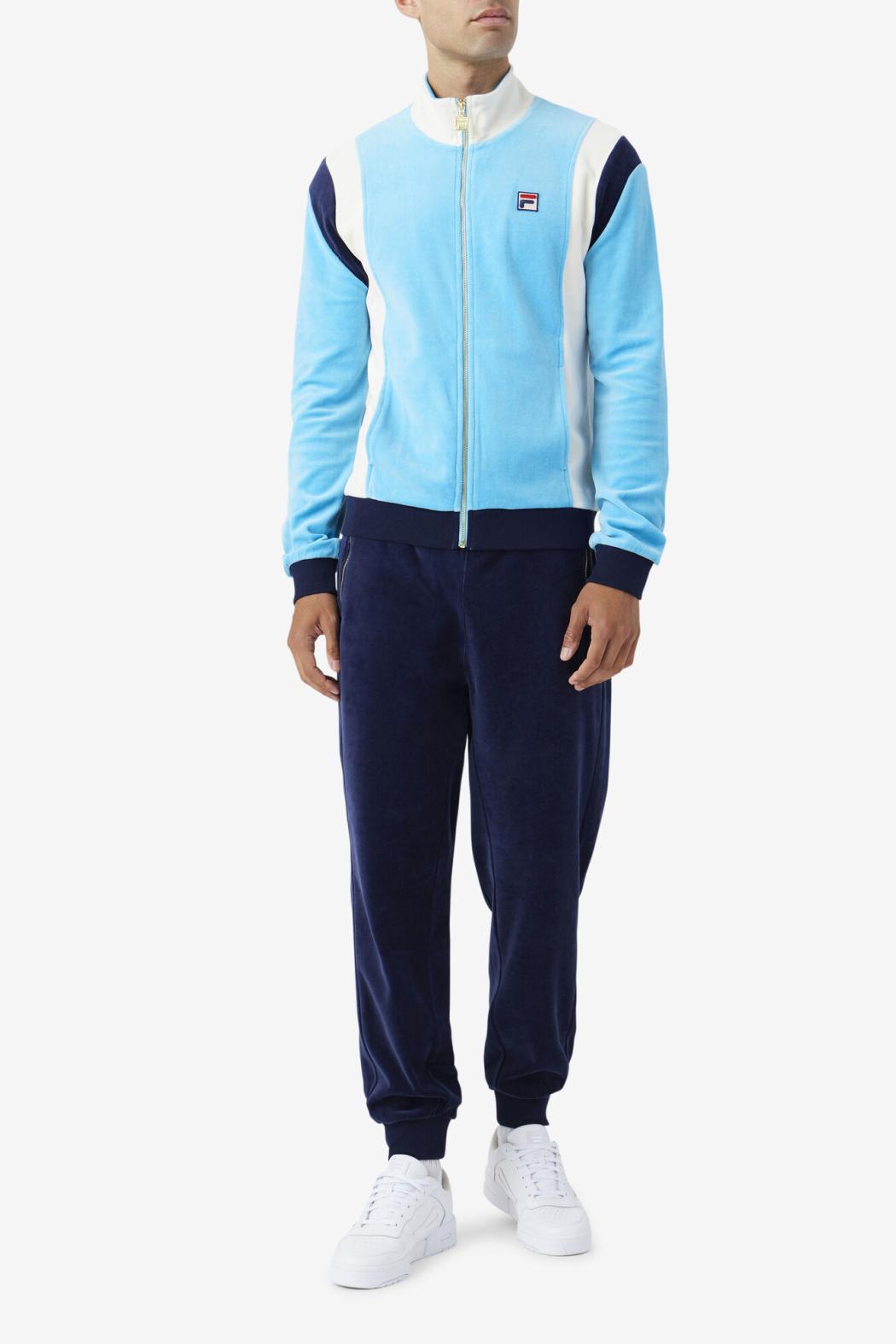 FILA Floyd Velour Jacket 156 AQUARIUS / EGRET / FILA NAVY | Men Sweatsuits &amp; Tracksuits