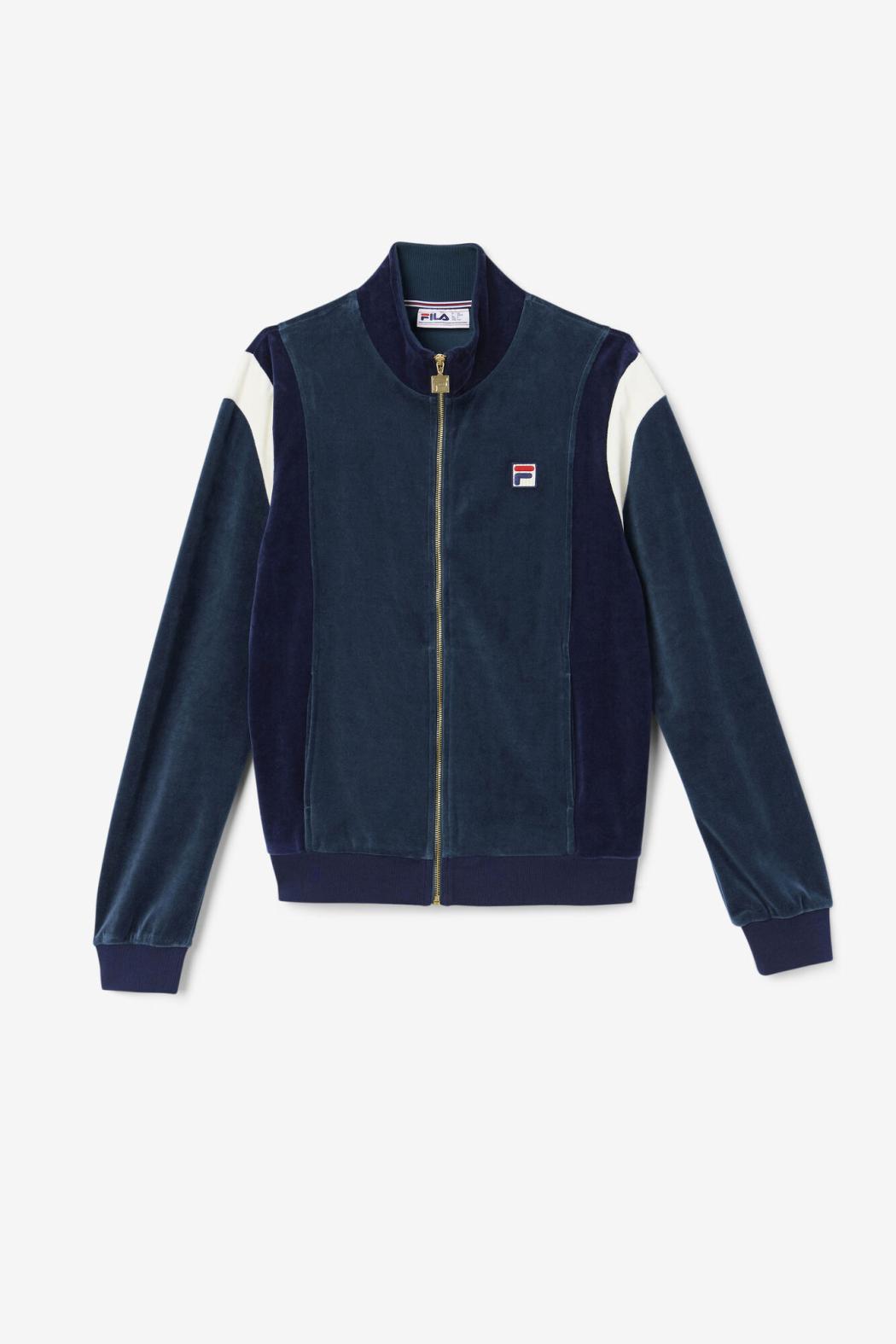 FILA Floyd Velour Jacket 292 DARK TEAL / FILA NAVY / EGRET | Men Sweatsuits &amp; Tracksuits