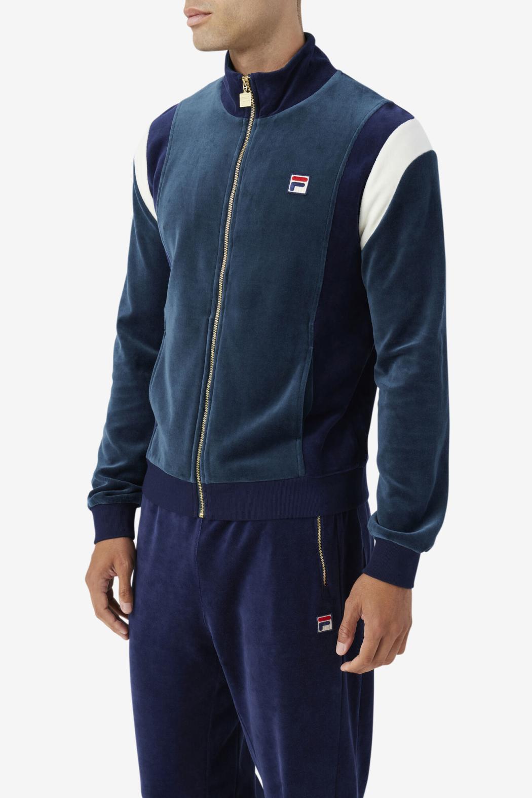 FILA Floyd Velour Jacket 292 DARK TEAL / FILA NAVY / EGRET | Men Sweatsuits &amp; Tracksuits