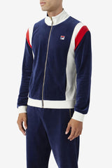 FILA Floyd Velour Jacket 410 FILA NAVY / EGRET / FILA RED | Men Sweatsuits &amp; Tracksuits