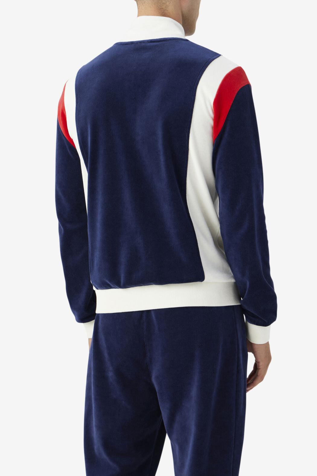 FILA Floyd Velour Jacket 410 FILA NAVY / EGRET / FILA RED | Men Sweatsuits &amp; Tracksuits
