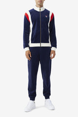 FILA Floyd Velour Jacket 410 FILA NAVY / EGRET / FILA RED | Men Sweatsuits &amp; Tracksuits