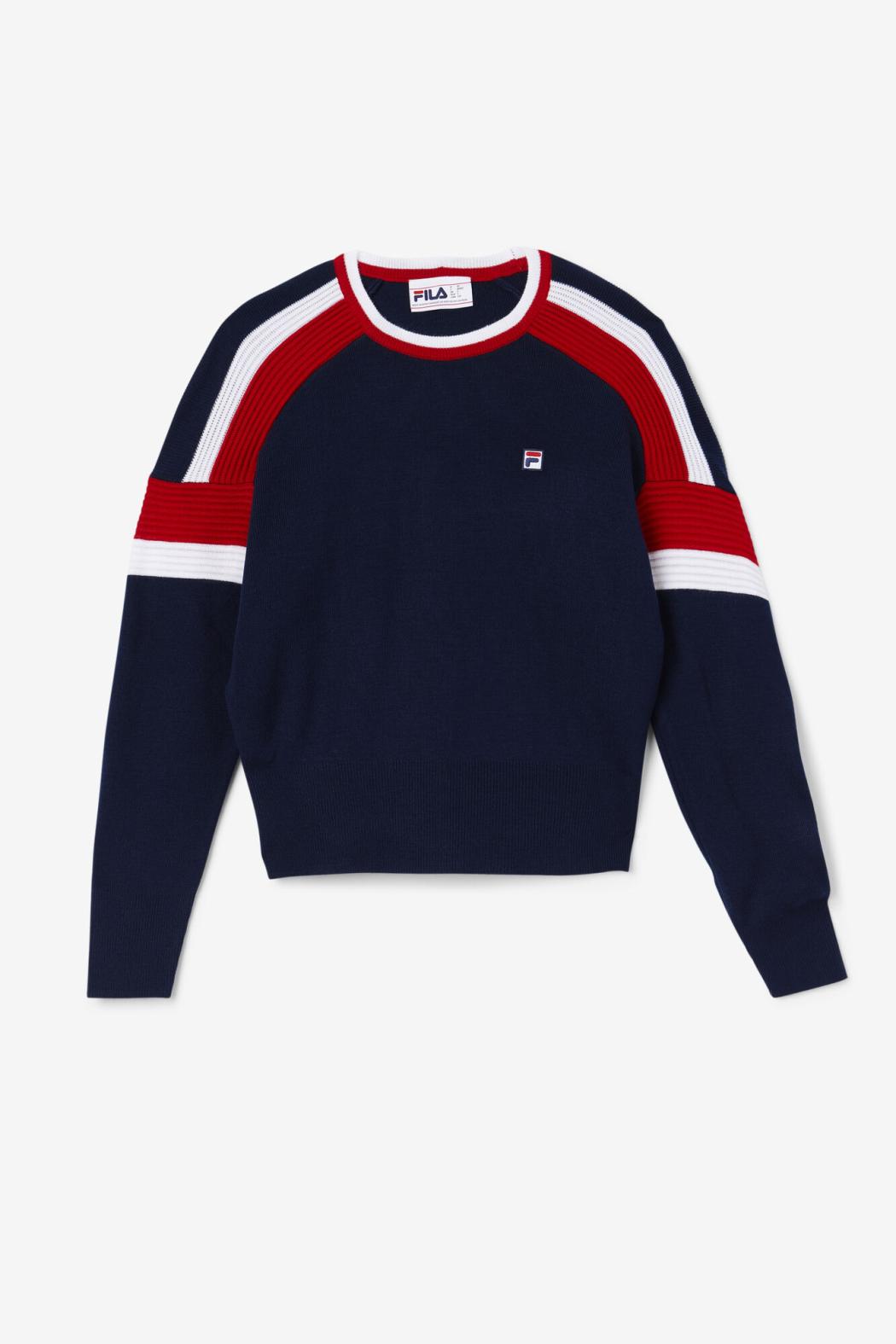 FILA Frankie Knit Crew 410 FILA NAVY / FILA RED / WHITE | Women Sweatshirts &amp; Hoodies