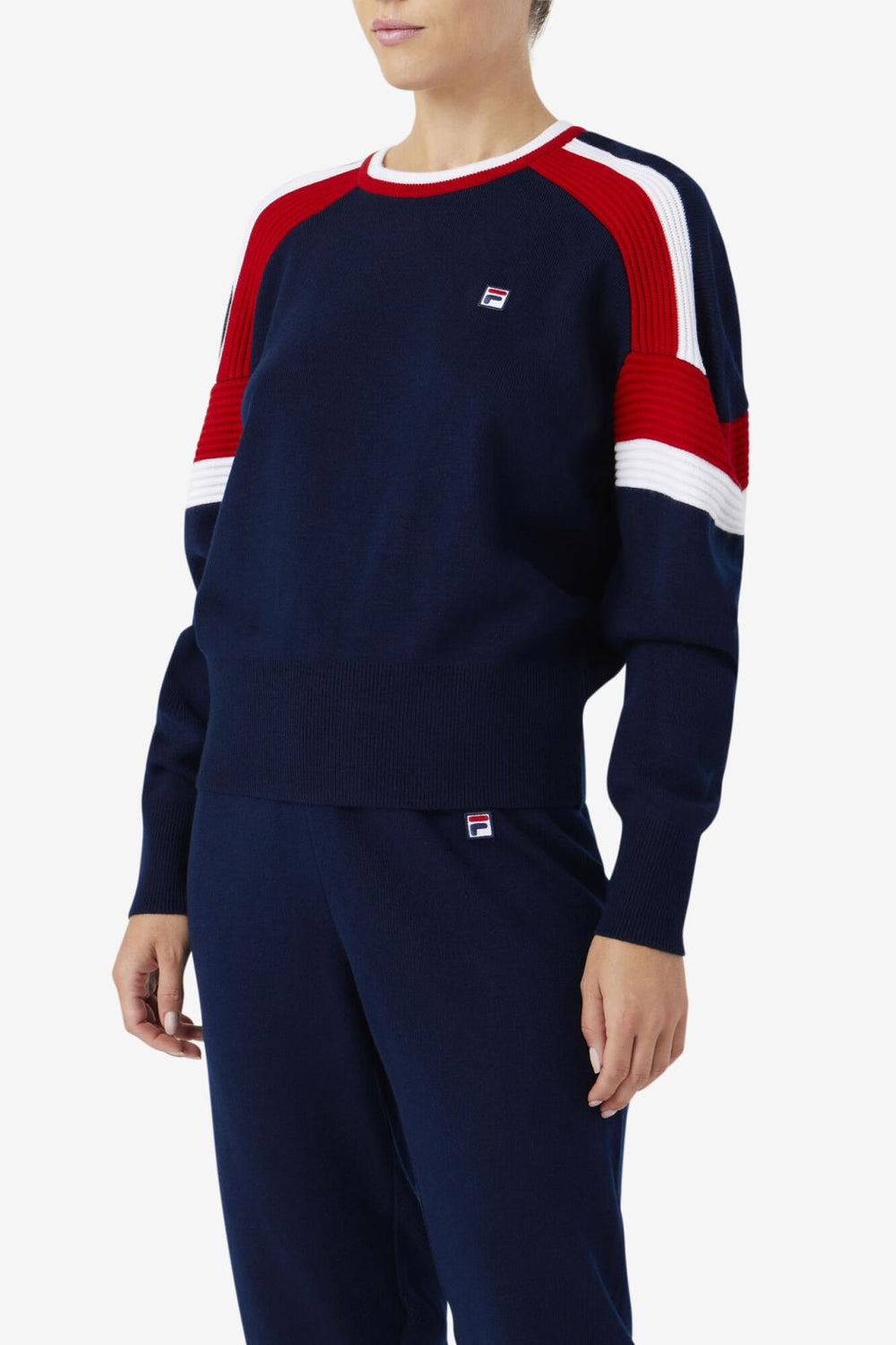 FILA Frankie Knit Crew 410 FILA NAVY / FILA RED / WHITE | Women Sweatshirts &amp; Hoodies