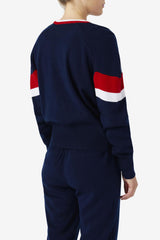 FILA Frankie Knit Crew 410 FILA NAVY / FILA RED / WHITE | Women Sweatshirts &amp; Hoodies