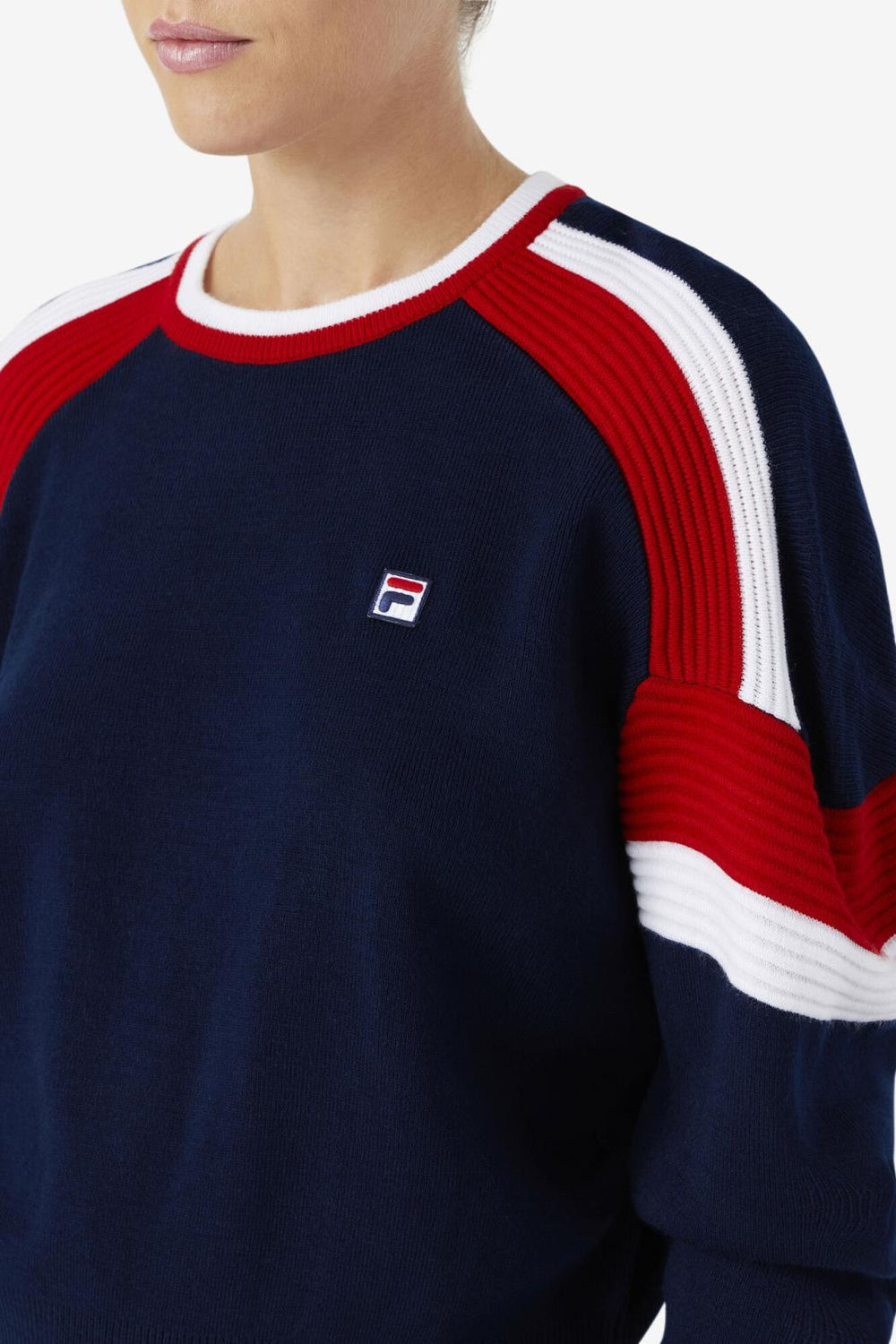 FILA Frankie Knit Crew 410 FILA NAVY / FILA RED / WHITE | Women Sweatshirts &amp; Hoodies