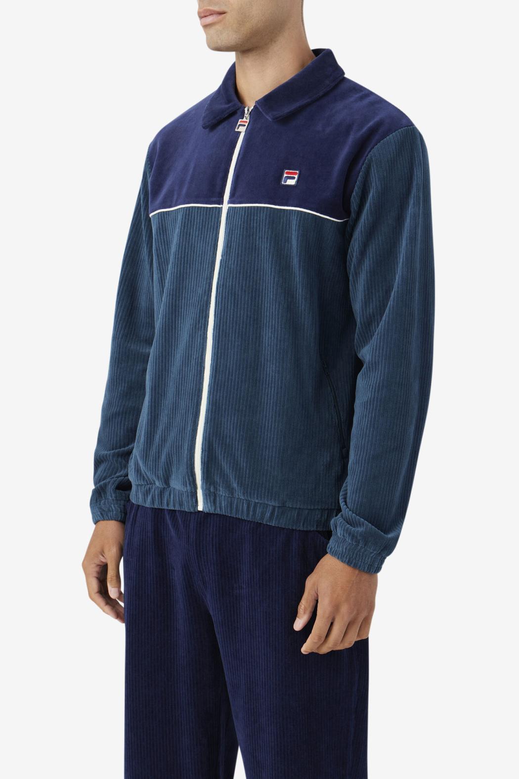FILA Gerard Velour Jacket 292 DARK TEAL / FILA NAVY / EGRET | Men Sweatsuits &amp; Tracksuits