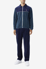 FILA Gerard Velour Jacket 292 DARK TEAL / FILA NAVY / EGRET | Men Sweatsuits &amp; Tracksuits