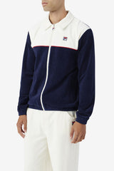 FILA Gerard Velour Jacket 410 FILA NAVY / EGRET / FILA RED | Men Sweatsuits &amp; Tracksuits