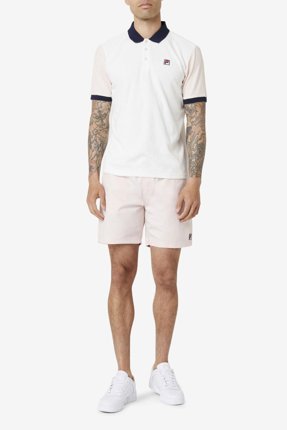 FILA Gramme Polo 058 MARSHMALLOW / PINK DOGWOOD / NAVY | Men Tops