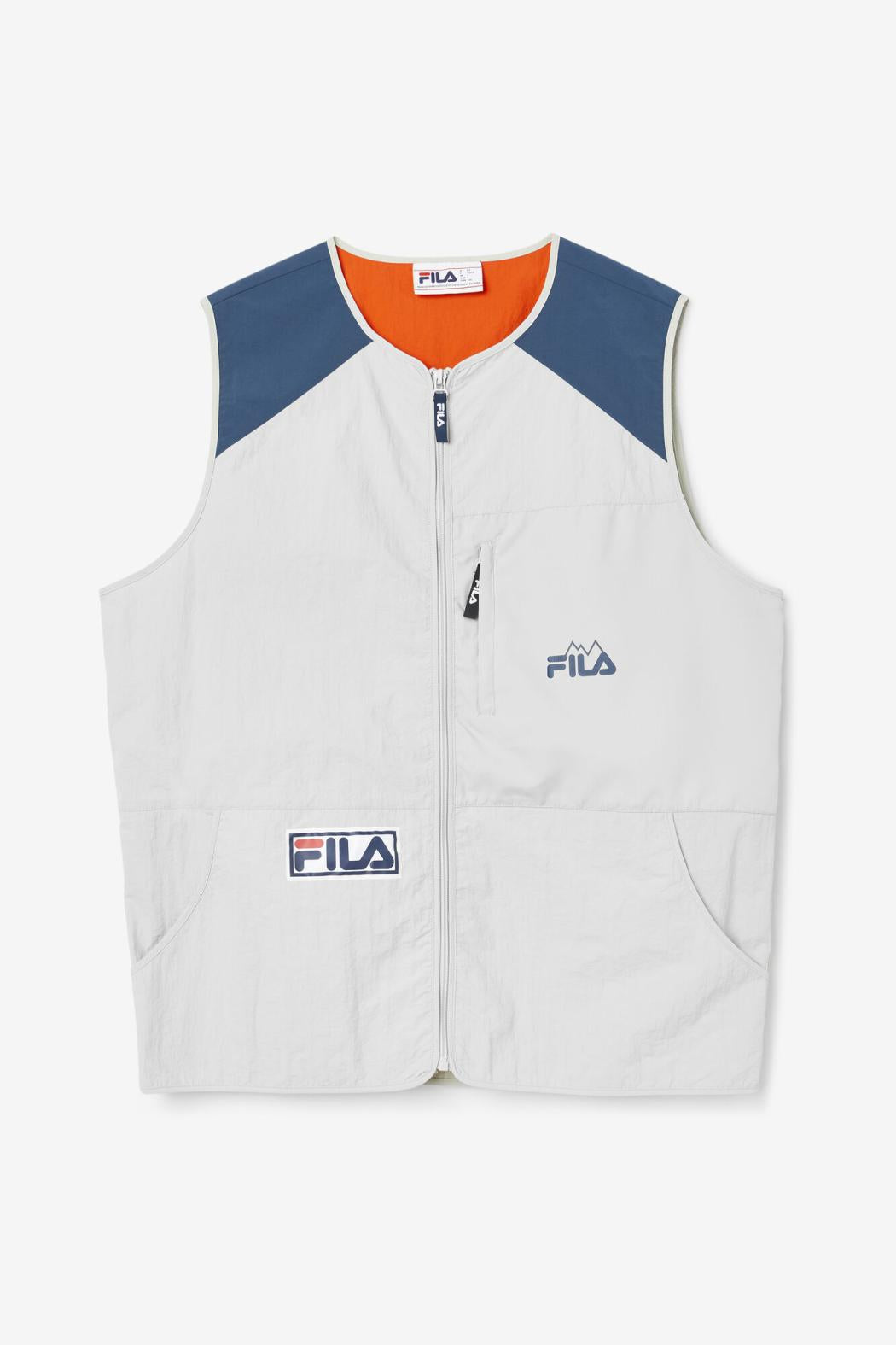 FILA Hansi Vest 149 PUMICE STONE / FRENCH NAVY / CHERRY TOMATO | Men Sweaters &amp; Outerwear