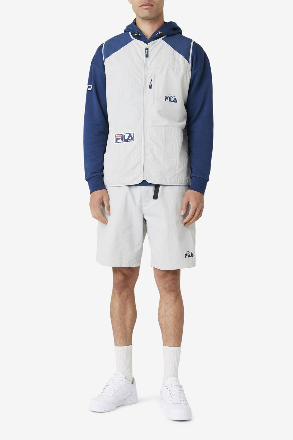 FILA Hansi Vest 149 PUMICE STONE / FRENCH NAVY / CHERRY TOMATO | Men Sweaters &amp; Outerwear