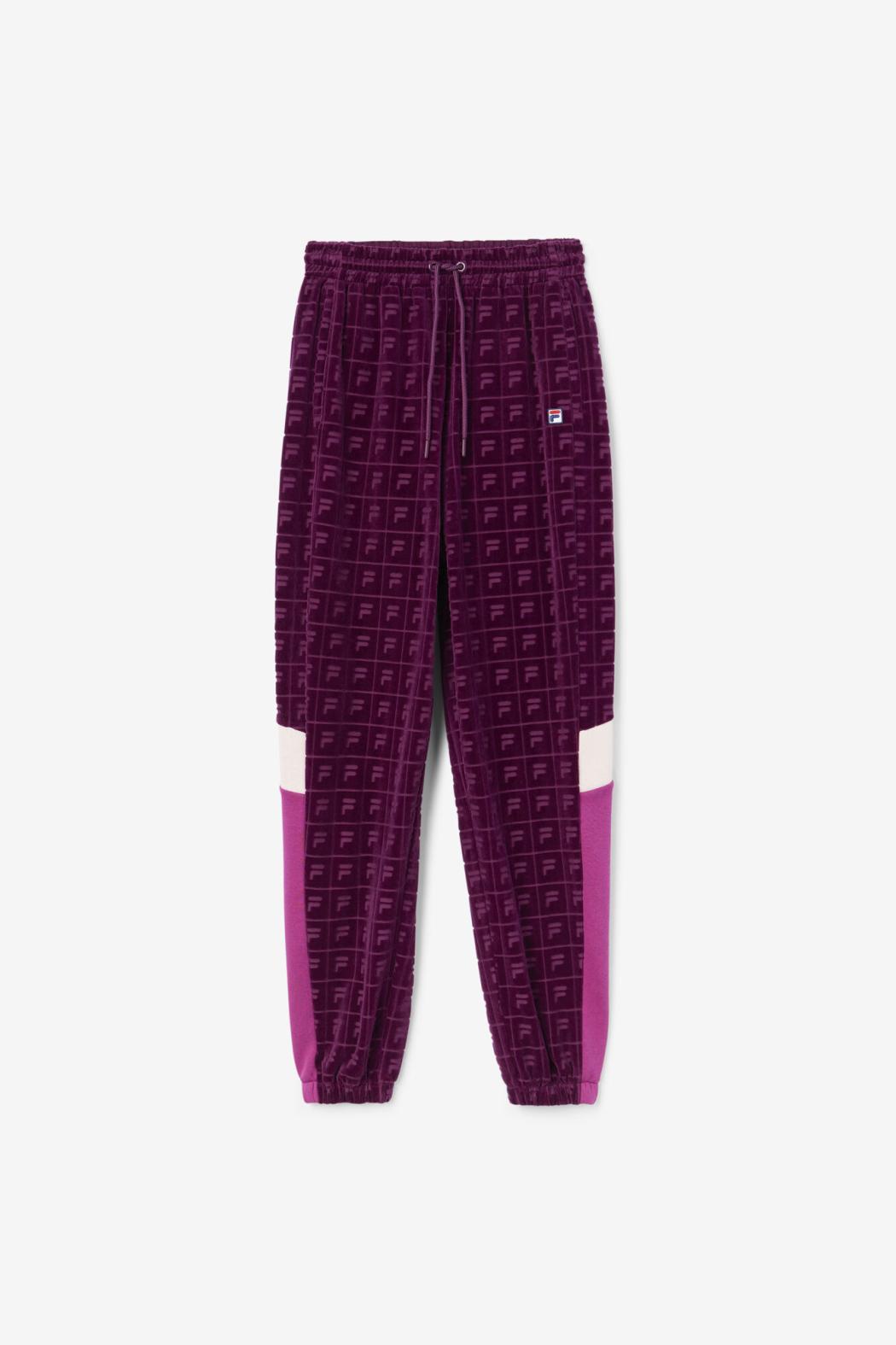 FILA Helen Velour Jogger 894 GRAPE WINE / BATON ROUGE / POTPOURRI | Women Shorts &amp; Pants