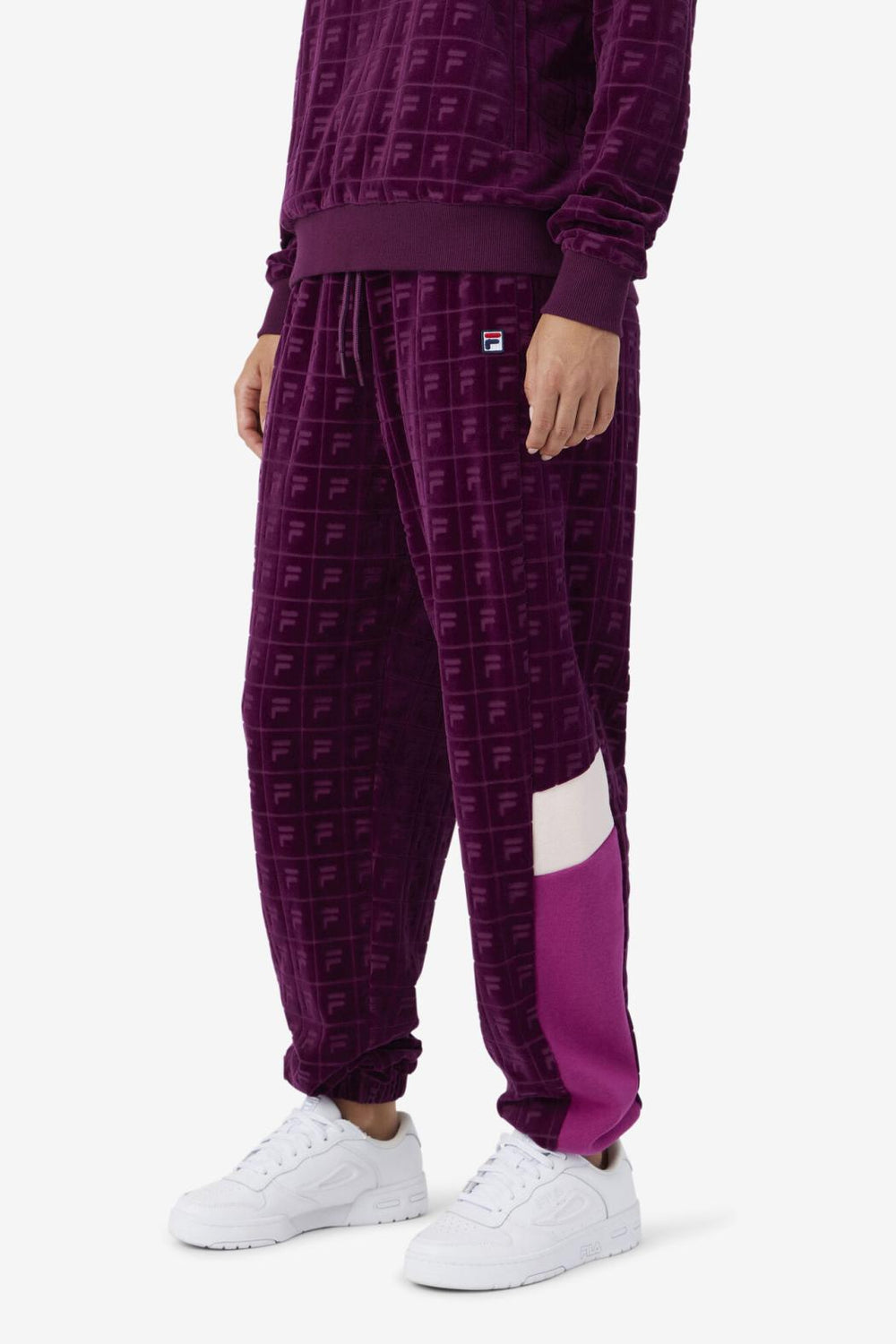 FILA Helen Velour Jogger 894 GRAPE WINE / BATON ROUGE / POTPOURRI | Women Shorts &amp; Pants