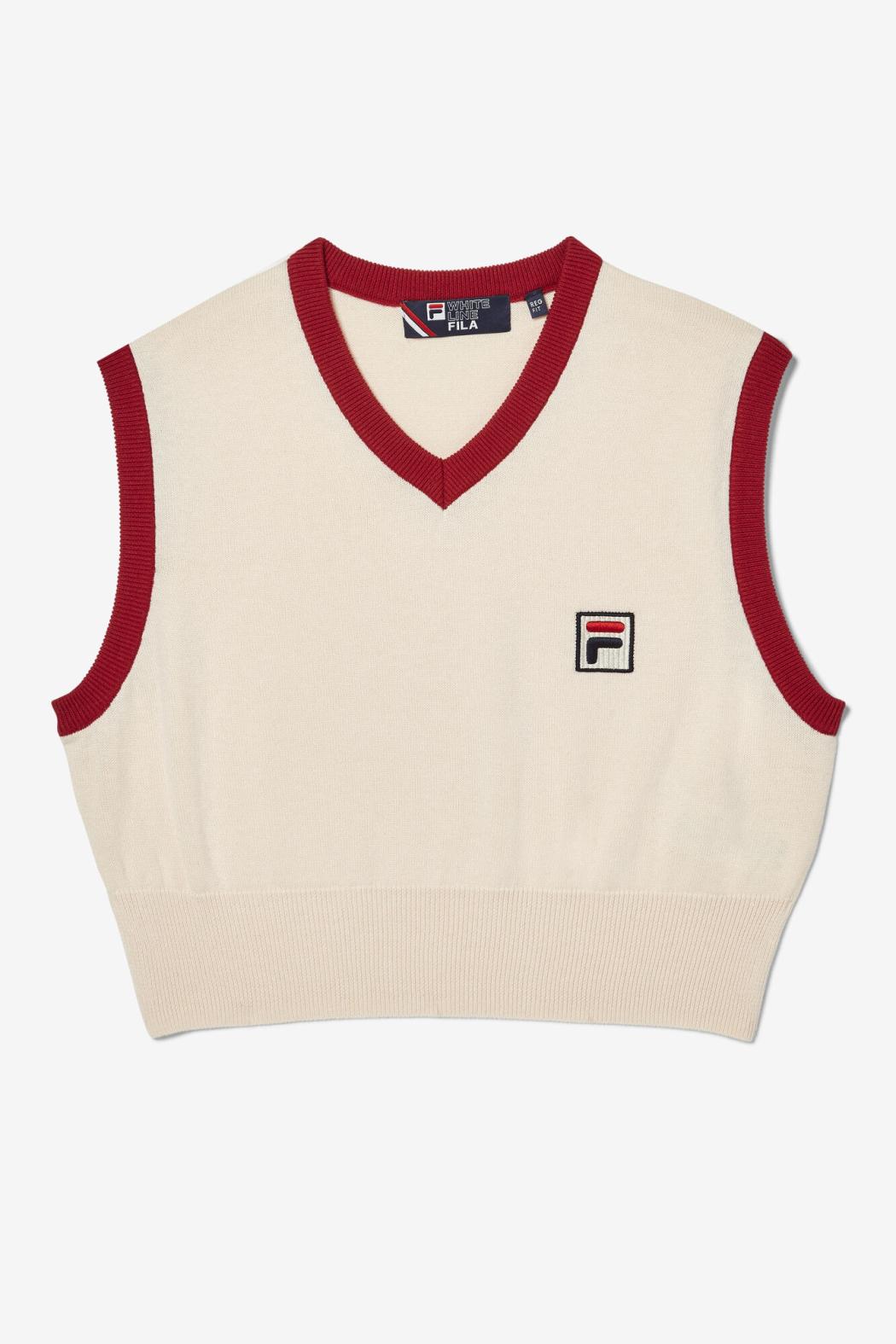 FILA Heritage Crop Sweater Vest 120 CREAM | Women Sweatshirts &amp; Hoodies