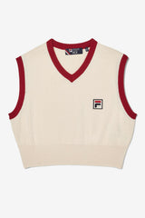 FILA Heritage Crop Sweater Vest 120 CREAM | Women Sweatshirts &amp; Hoodies