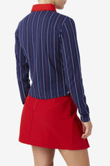 FILA Jada Long Sleeve Polo 410 FILA NAVY / FILA RED / WHITE | Women Tops &amp; T-Shirts