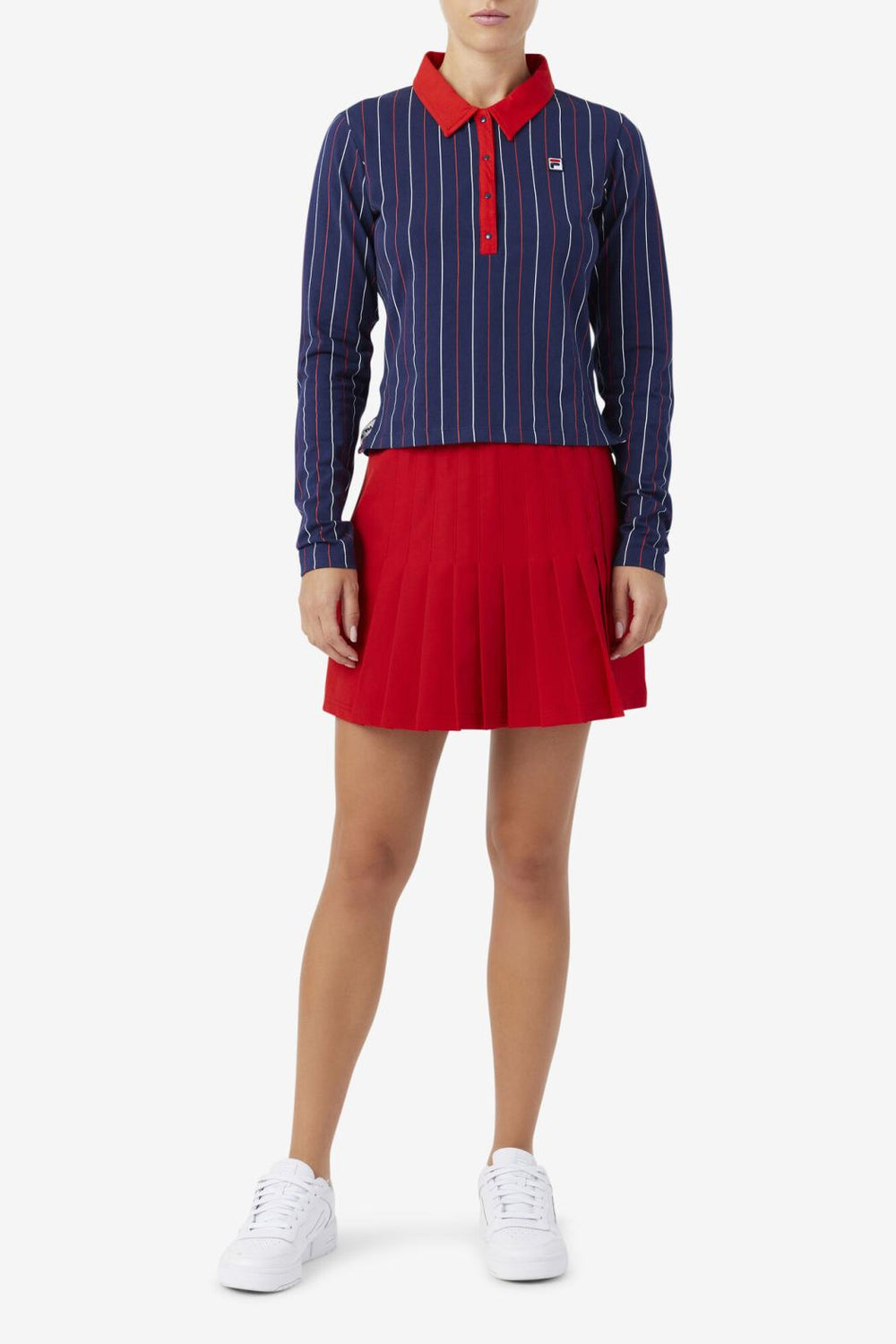 FILA Jada Long Sleeve Polo 410 FILA NAVY / FILA RED / WHITE | Women Tops &amp; T-Shirts