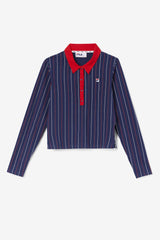 FILA Jada Long Sleeve Polo 410 FILA NAVY / FILA RED / WHITE | Women Tops &amp; T-Shirts
