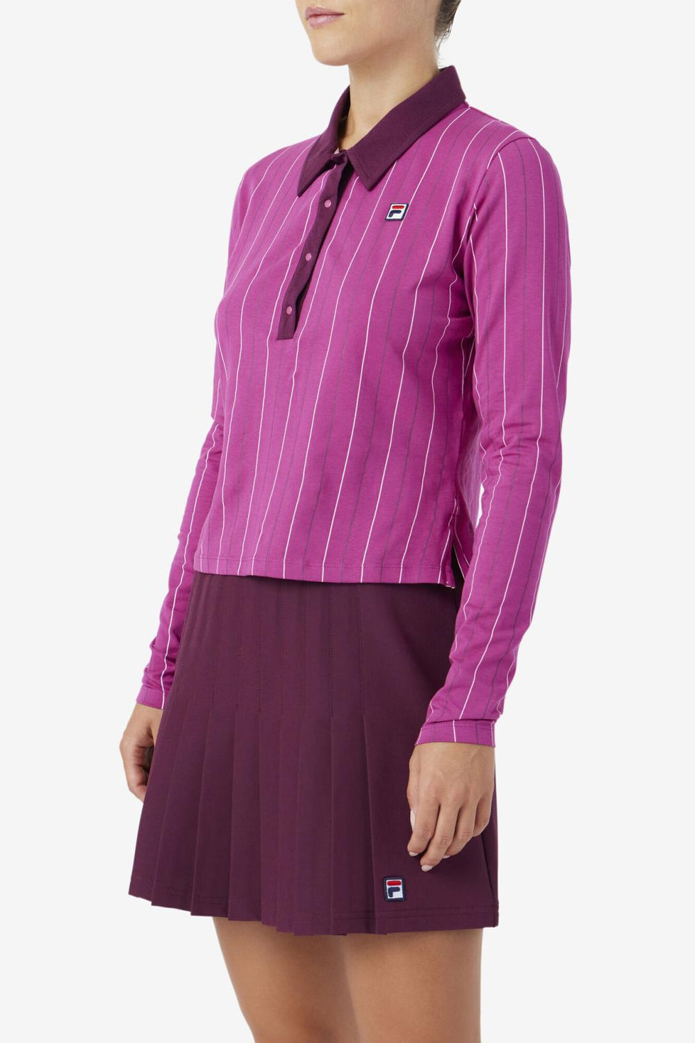 FILA Jada Long Sleeve Polo 561 BATON ROUGE / POTPOURRI / GRAPE WINE | Women Tops &amp; T-Shirts