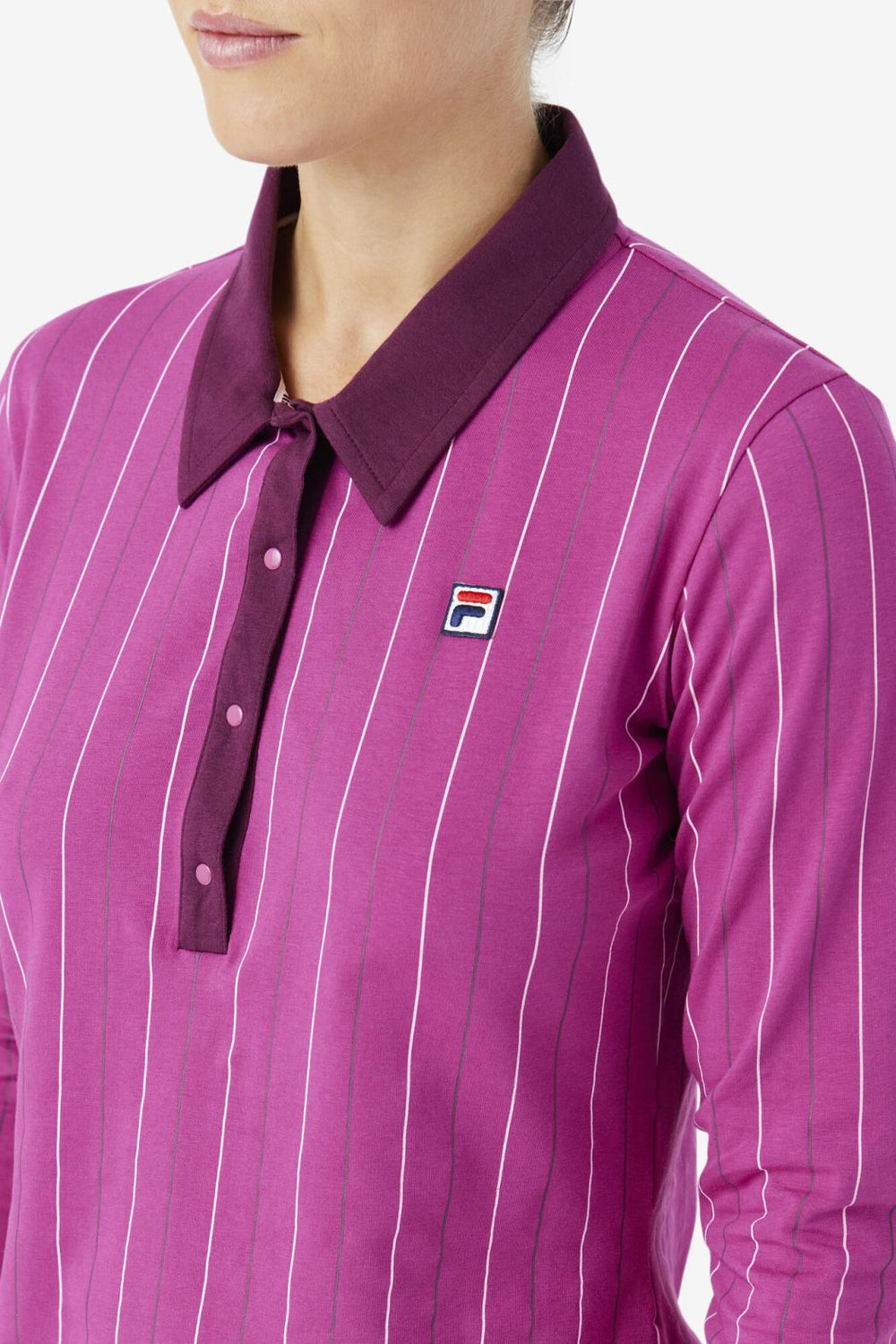 FILA Jada Long Sleeve Polo 561 BATON ROUGE / POTPOURRI / GRAPE WINE | Women Tops &amp; T-Shirts