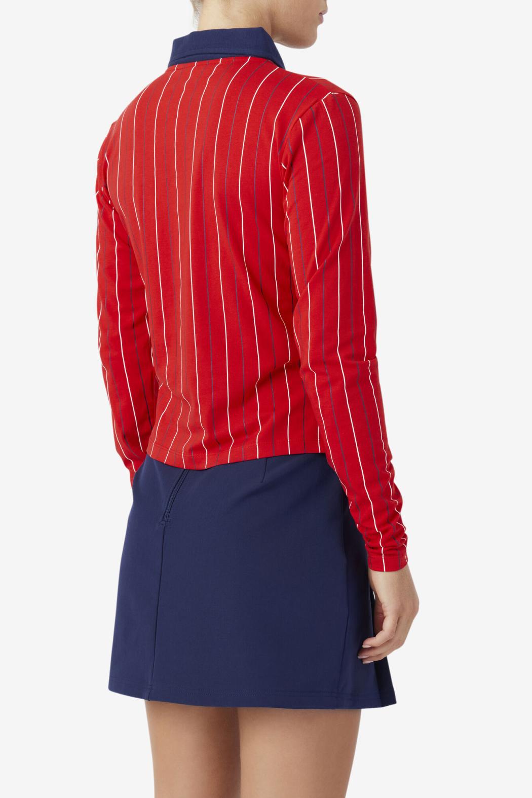 FILA Jada Long Sleeve Polo 640 FILA RED | Women Tops &amp; T-Shirts