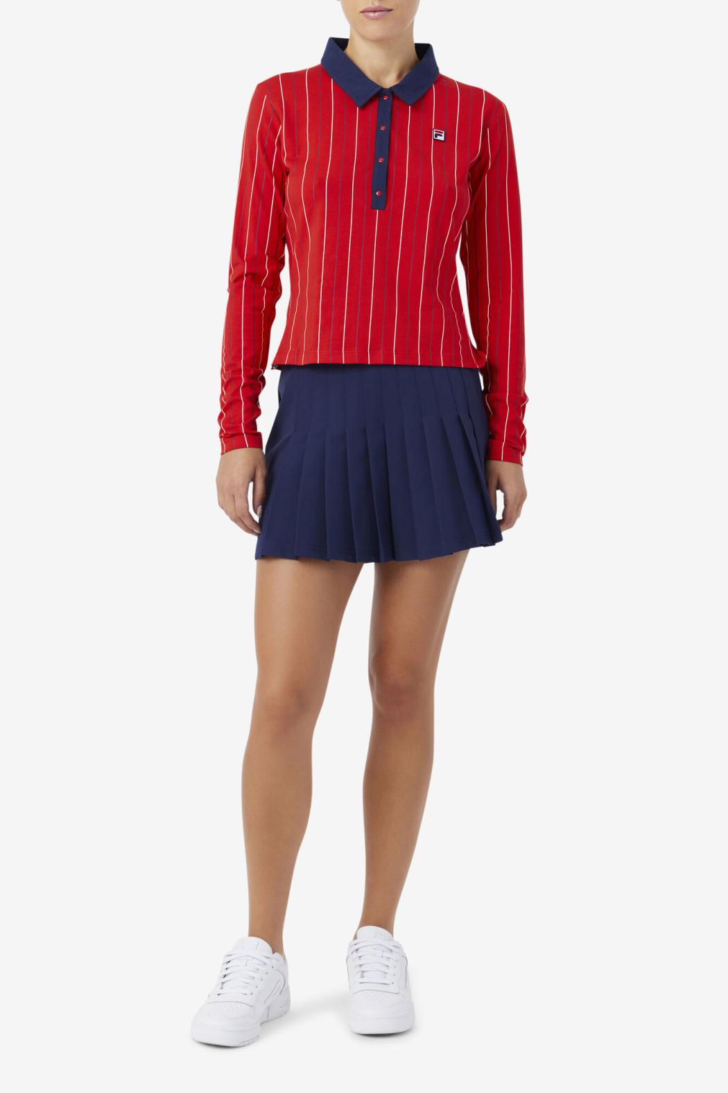 FILA Jada Long Sleeve Polo 640 FILA RED | Women Tops &amp; T-Shirts