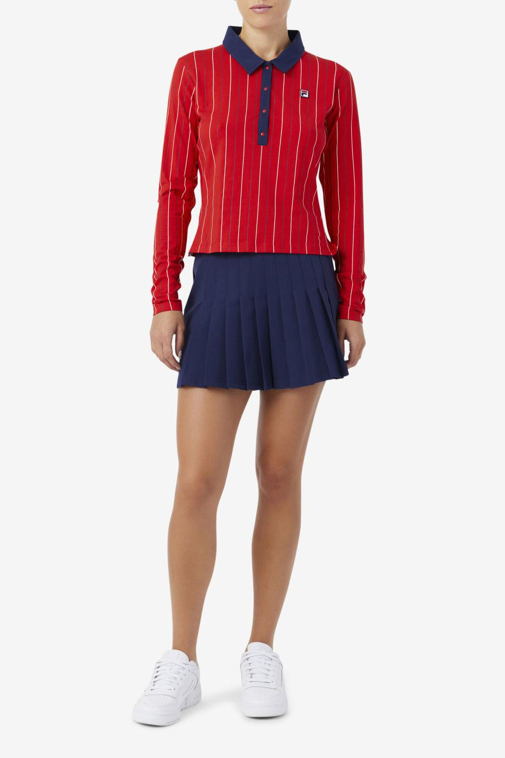 FILA Jada Long Sleeve Polo 640 FILA RED | Women Tops &amp; T-Shirts