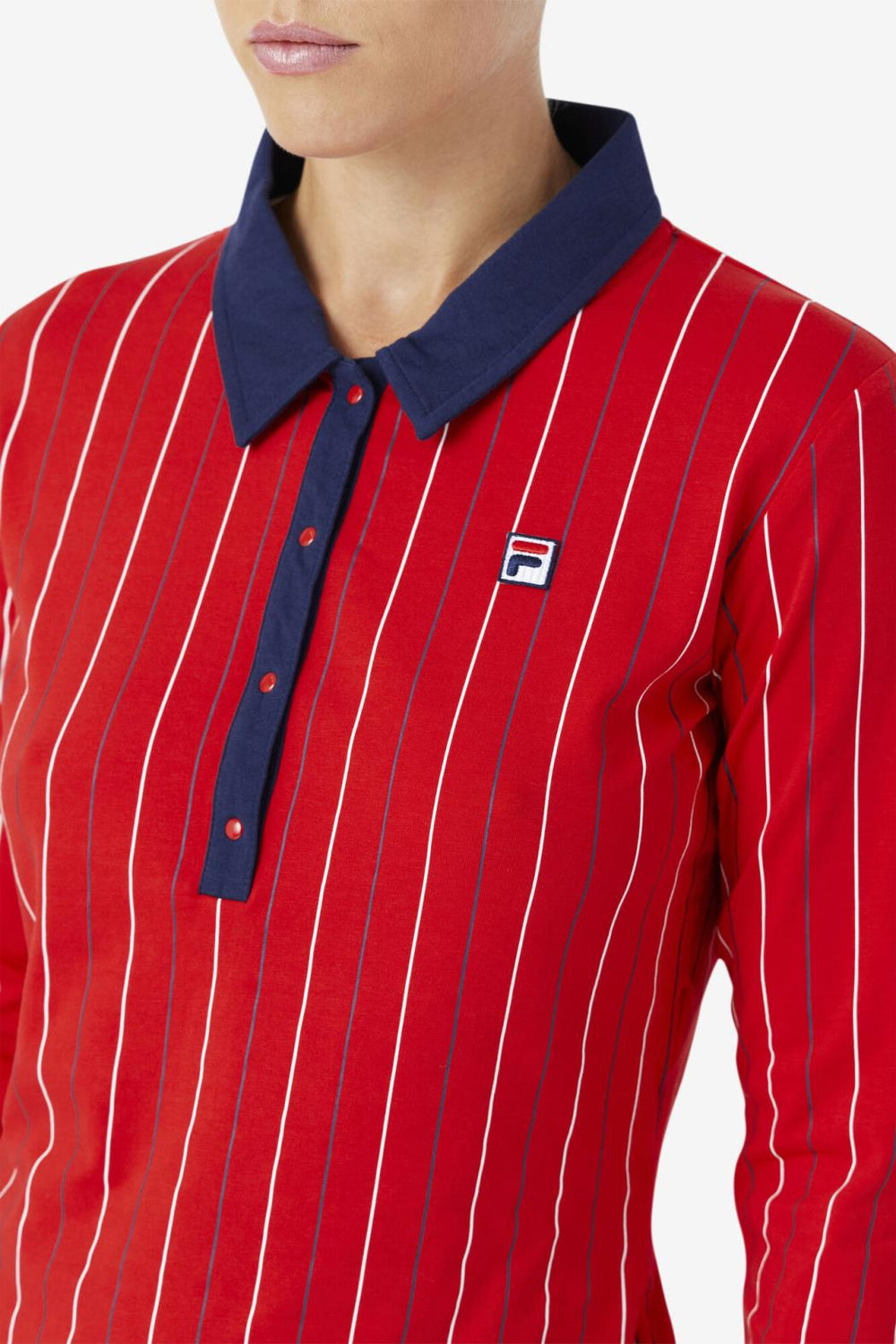FILA Jada Long Sleeve Polo 640 FILA RED | Women Tops &amp; T-Shirts