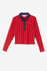 FILA Jada Long Sleeve Polo 640 FILA RED | Women Tops &amp; T-Shirts