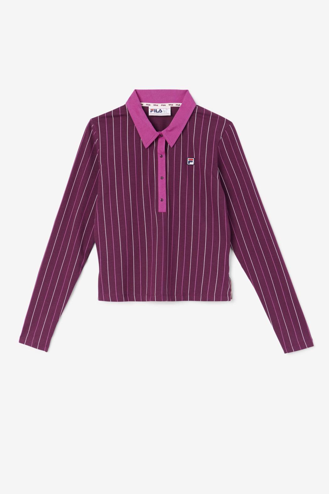 FILA Jada Long Sleeve Polo 894 GRAPE WINE / BATON ROUGE / POTPOURRI | Women Tops &amp; T-Shirts