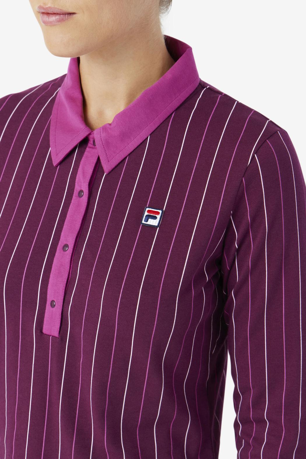 FILA Jada Long Sleeve Polo 894 GRAPE WINE / BATON ROUGE / POTPOURRI | Women Tops &amp; T-Shirts