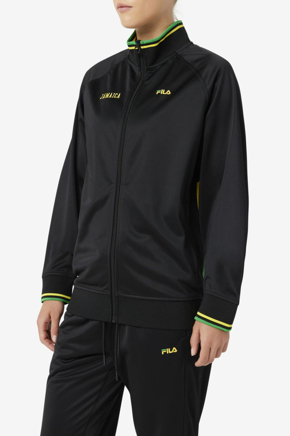 FILA Jamaica Track Jacket 001 BLACK / CYBER YELLOW / FERN GREEN | Men Sweatsuits &amp; Tracksuits