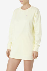 FILA Janet Oversized Long Sleeve Tee 742 TENDER YELLOW | Women Tops &amp; T-Shirts