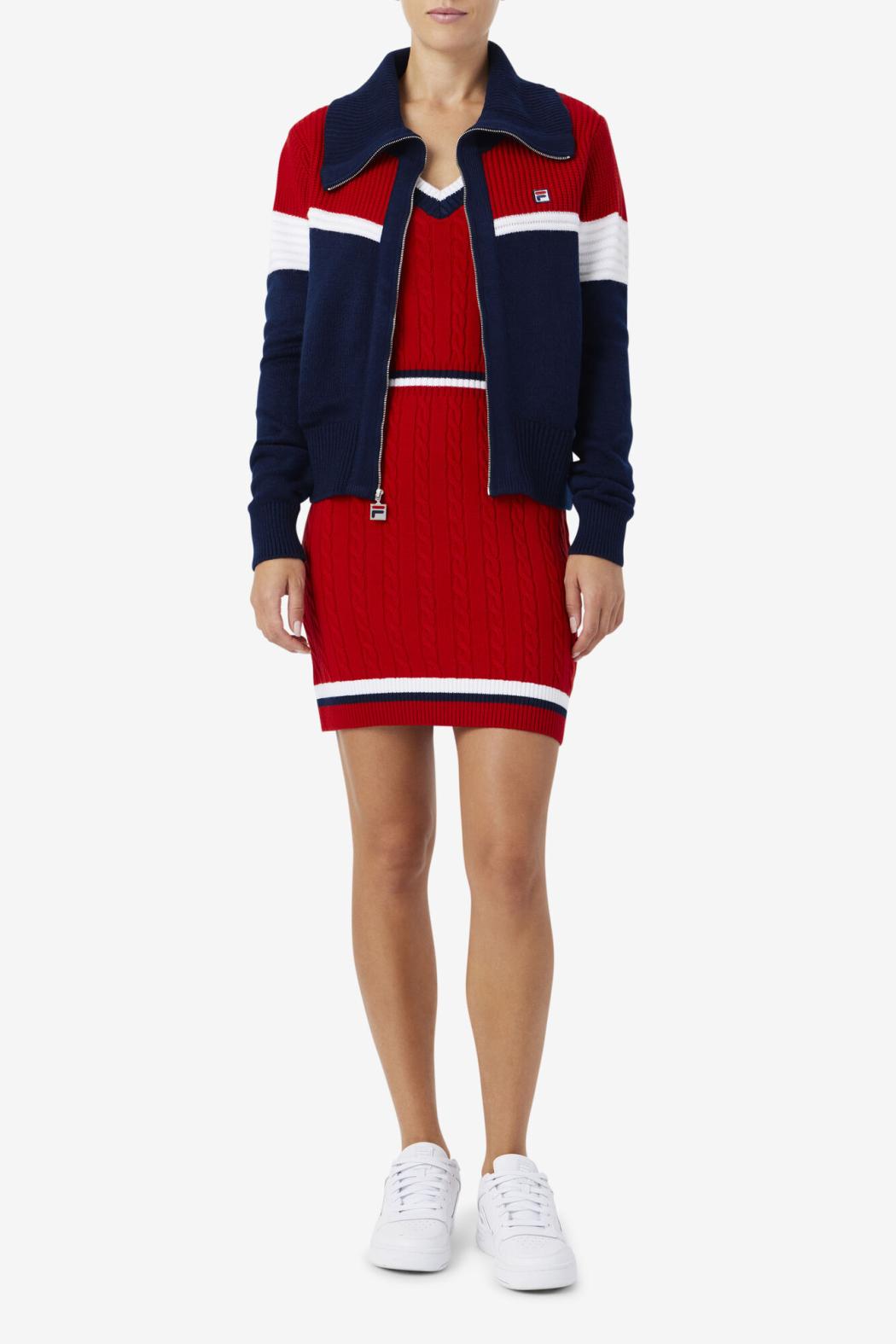 FILA Jill Cardigan 410 FILA NAVY / FILA RED / WHITE | Women Sweatshirts &amp; Hoodies