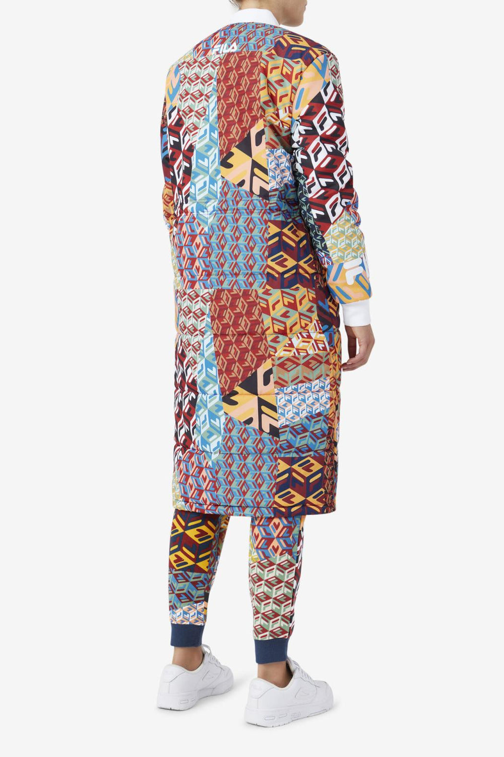 FILA Joanna Allover Print Coat 933 MOONLIT OCEAN / RADIAN YELLOW / WHITE PRINT | Women Jackets &amp; Outerwear