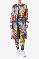 FILA Joanna Allover Print Coat 933 MOONLIT OCEAN / RADIAN YELLOW / WHITE PRINT | Women Jackets &amp; Outerwear