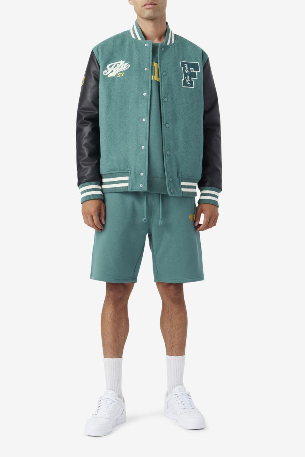 FILA Josh Varsity Jacket 320 BLUE SPRUCE / BLACK | Men Sweaters &amp; Outerwear