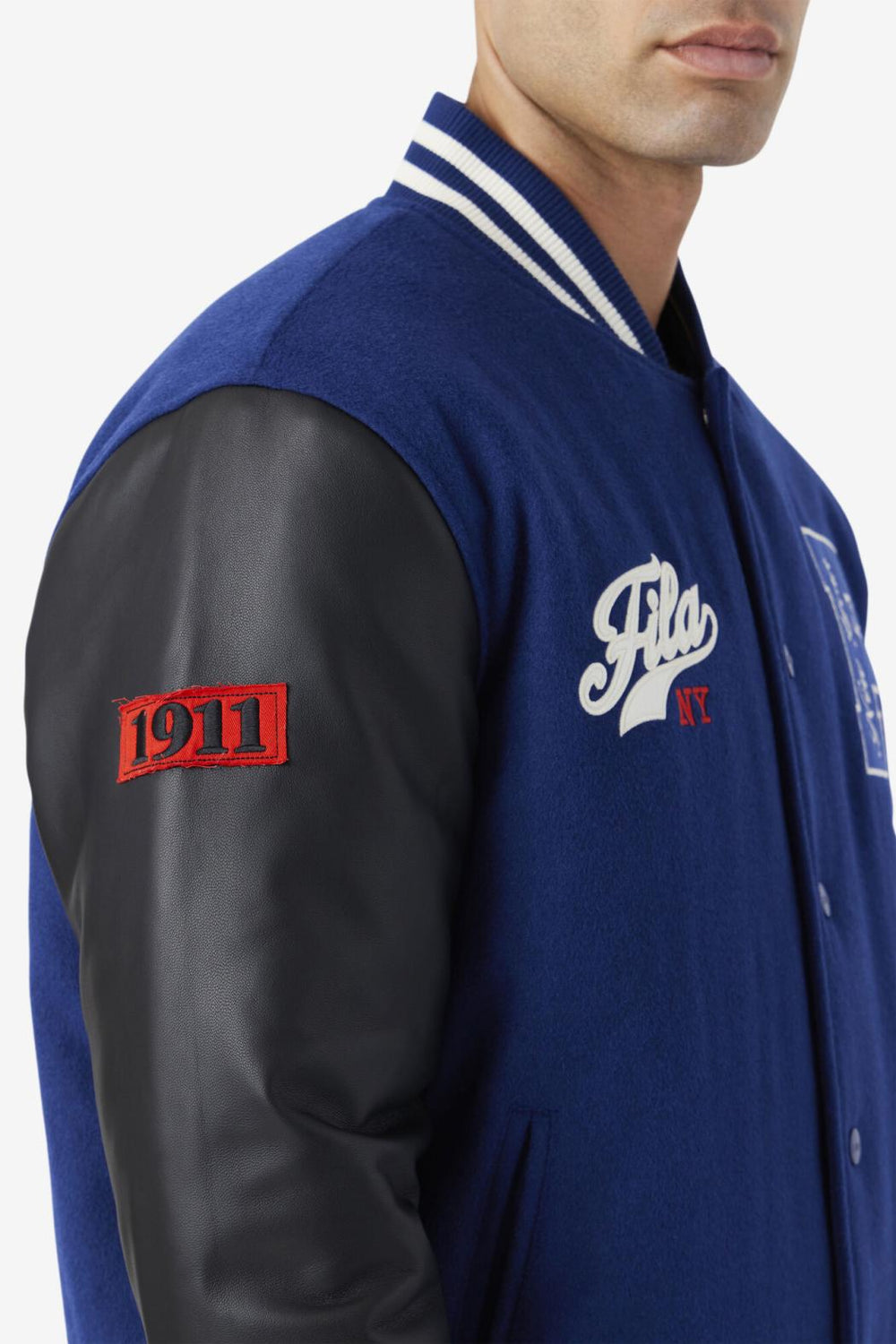FILA Josh Varsity Jacket 475 TWILIGHT BLUE / BLACK | Men Sweaters &amp; Outerwear