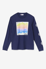 FILA Kare Long Sleeve Tee 410 FILA NAVY / ICED AQUA / EGRET | Men Tops