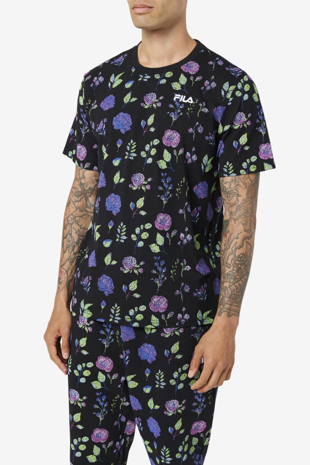 FILA Kensico Tee 001 BLACK / FLORAL PRINT | Men Tops