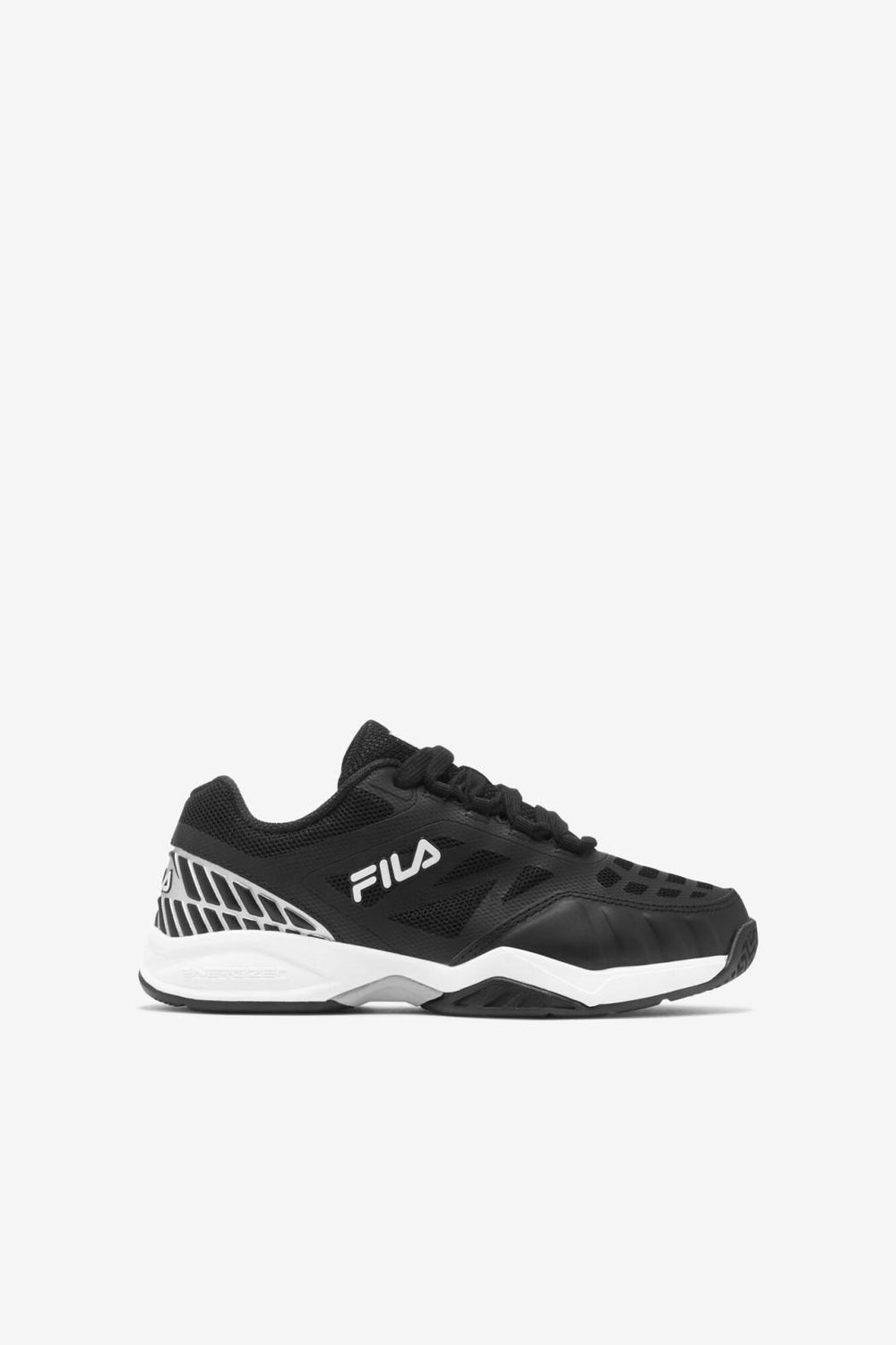 FILA Kids' Axilus Jr 003 BLACK / WHITE / METALLIC SILVER | Kids Tennis