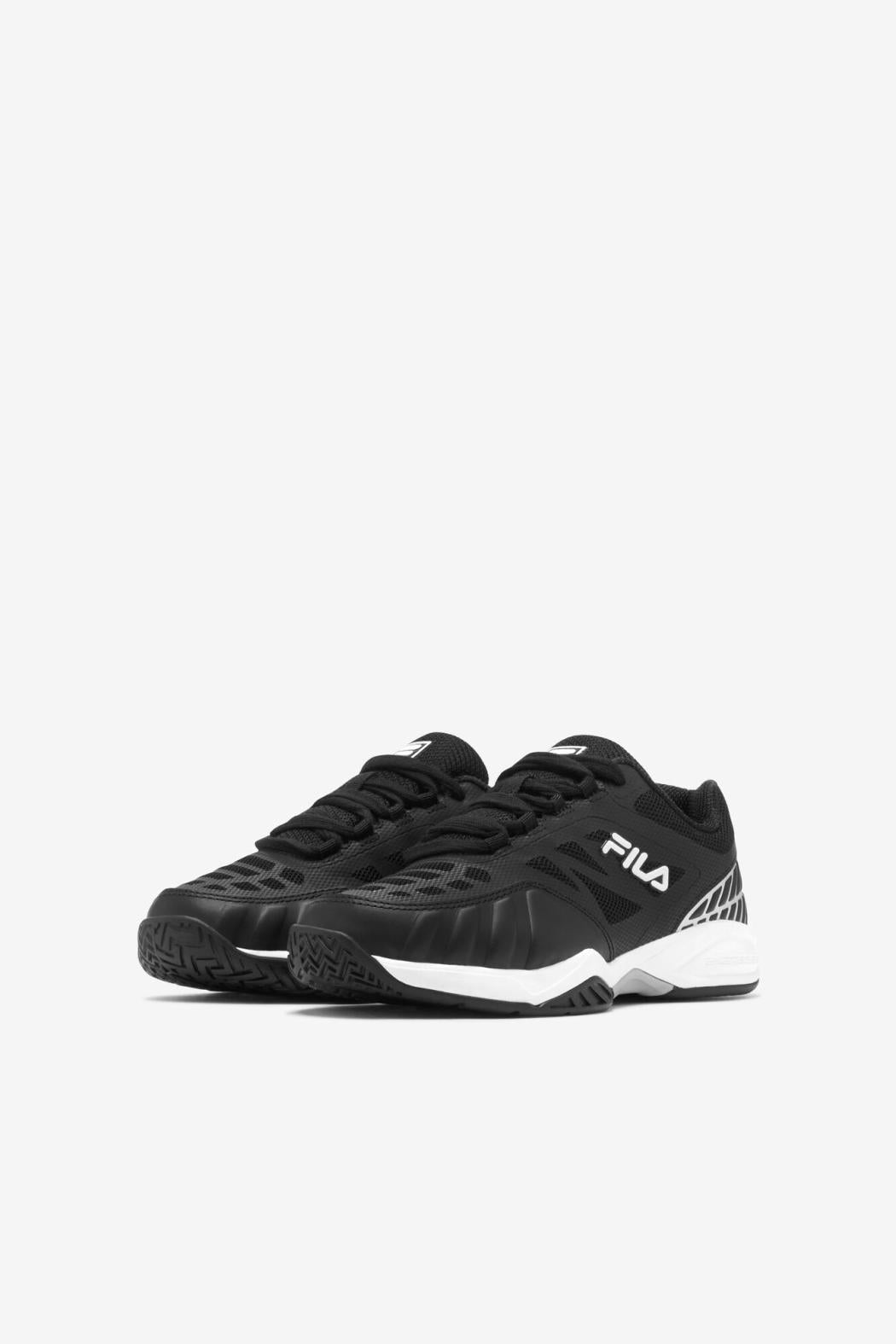 FILA Kids' Axilus Jr 003 BLACK / WHITE / METALLIC SILVER | Kids Tennis